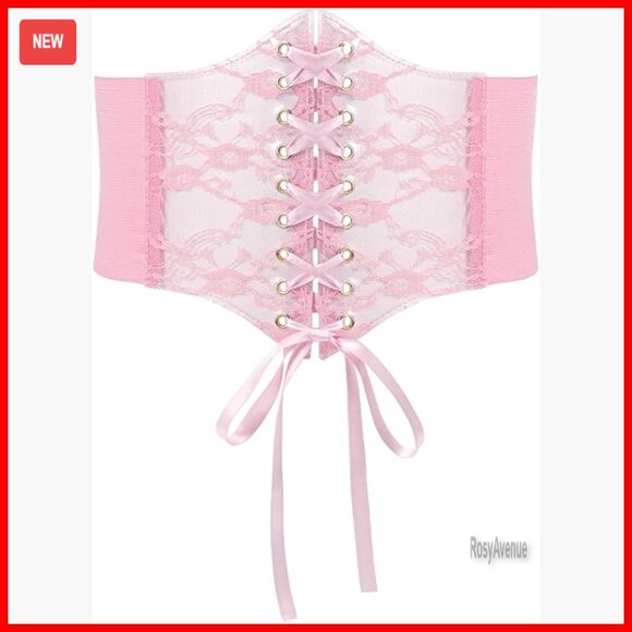 Elastic Corset Belt Wide Lace Up Faux Leather Adjustable Costume Accessory main image 5